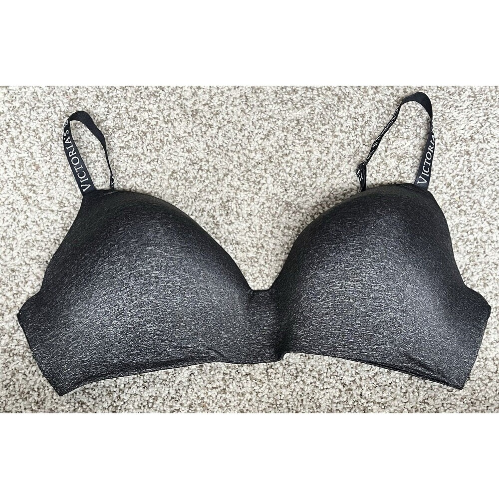 Women's Victoria's Secret Dark Heathered Gray Wireless T-shirt Bra, Size 38DD